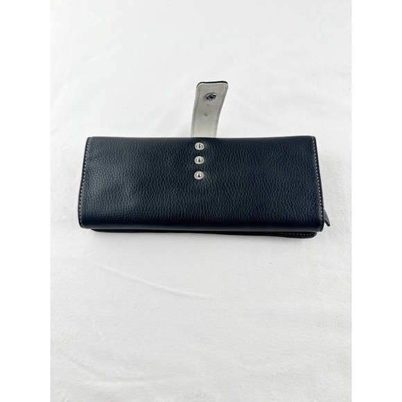 Levenger Black Leather Travel Jewelry Roll Wrap Case Tri-Fold Zipper Compartment - Picture 13 of 16